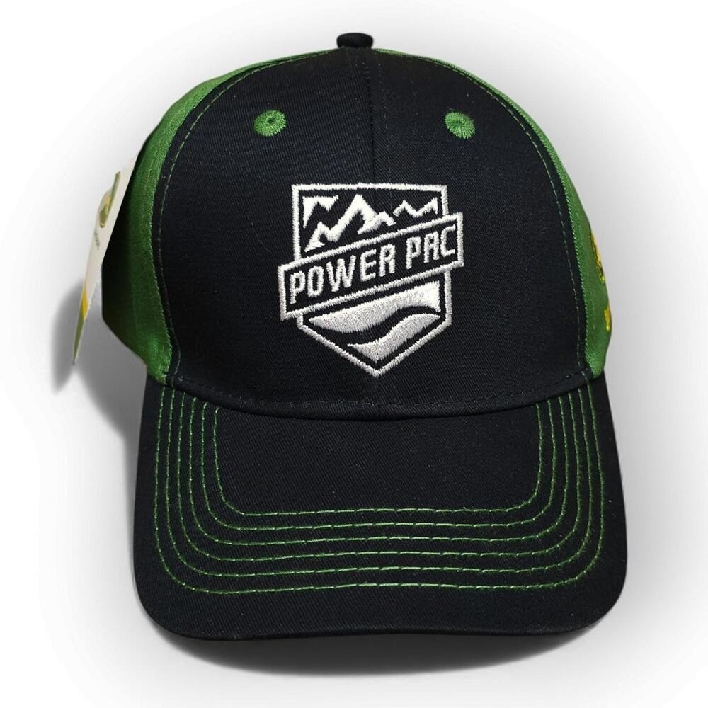 John Deere Power Pac Embroidered Baseball Cap Men Black‎ Green Logo